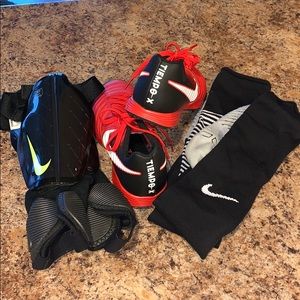 Nike indoor soccer shoes/socks/shin guards